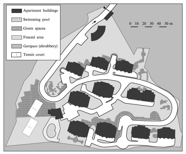 خريطة تظهر مجمع «المجال» جنوب بيروت، ما بعد الحرب الأهلية